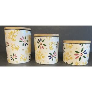 Temp-tations by Tara Set of 3 Mini Ceramic Canisters Family Gather Love Floral